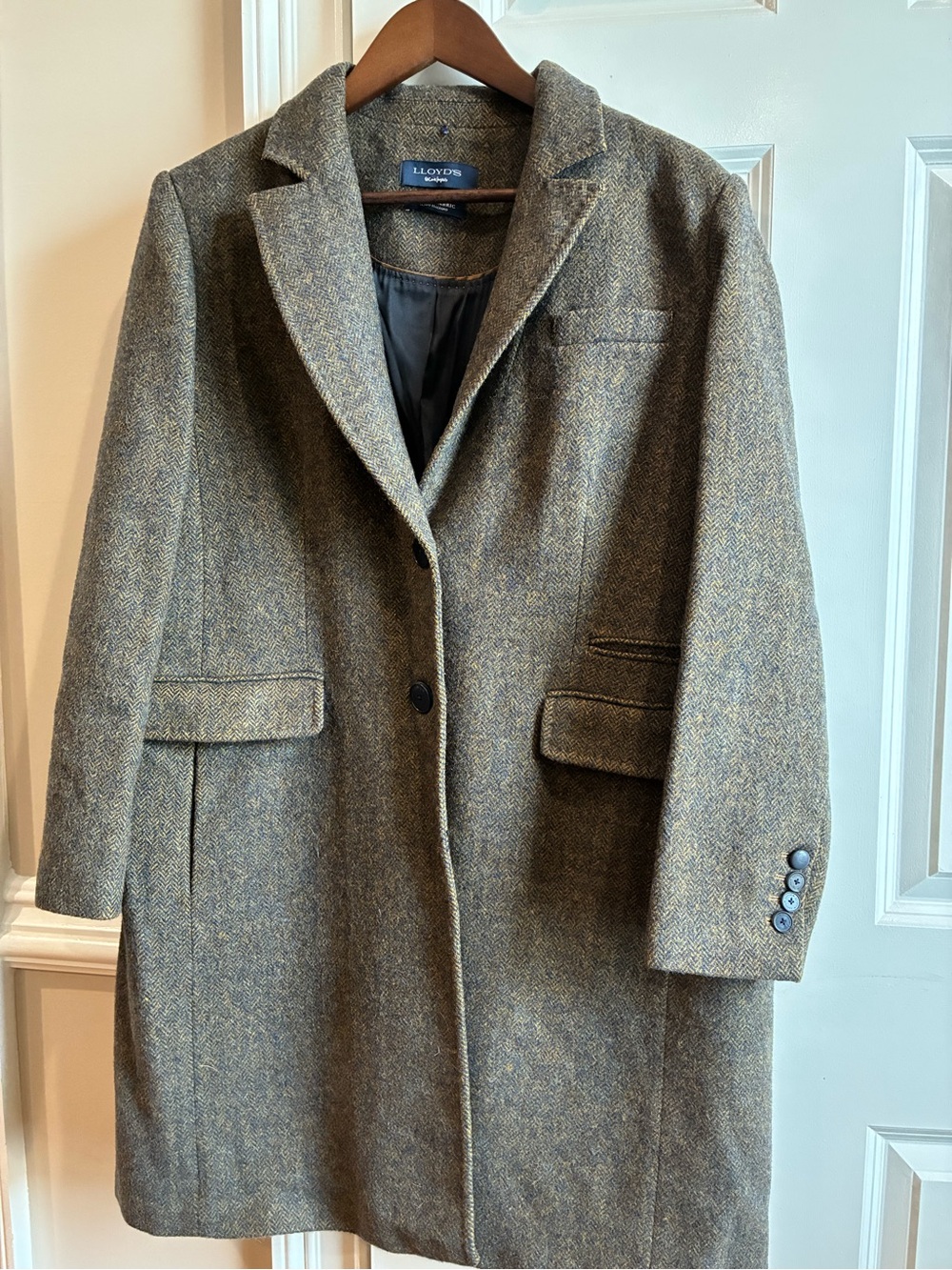 Lloyds Olive Herringbone Wool Coat